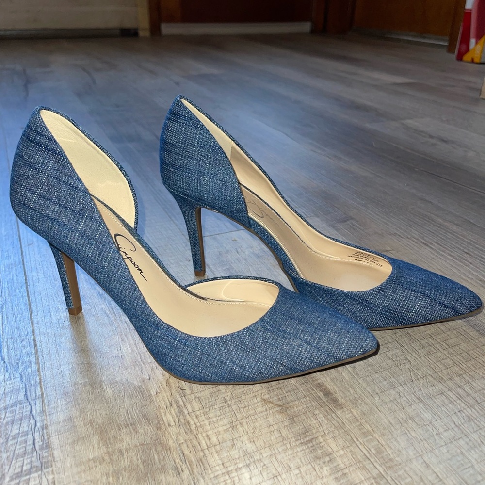 Jessica Simpson Denim Textured Heels - Size 8
